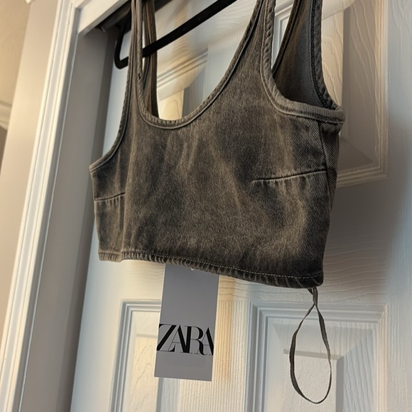 NWT Zara Charcoal Denim bralette Top!! - Picture 3 of 6